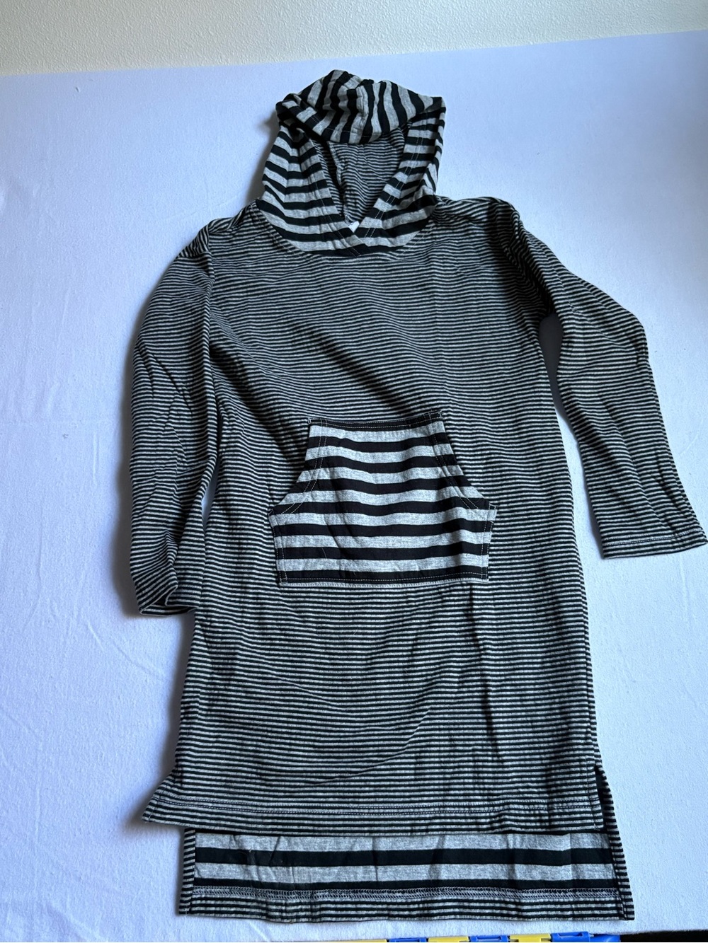 Tea Collection Black and White Striped Hooded Knit Dress